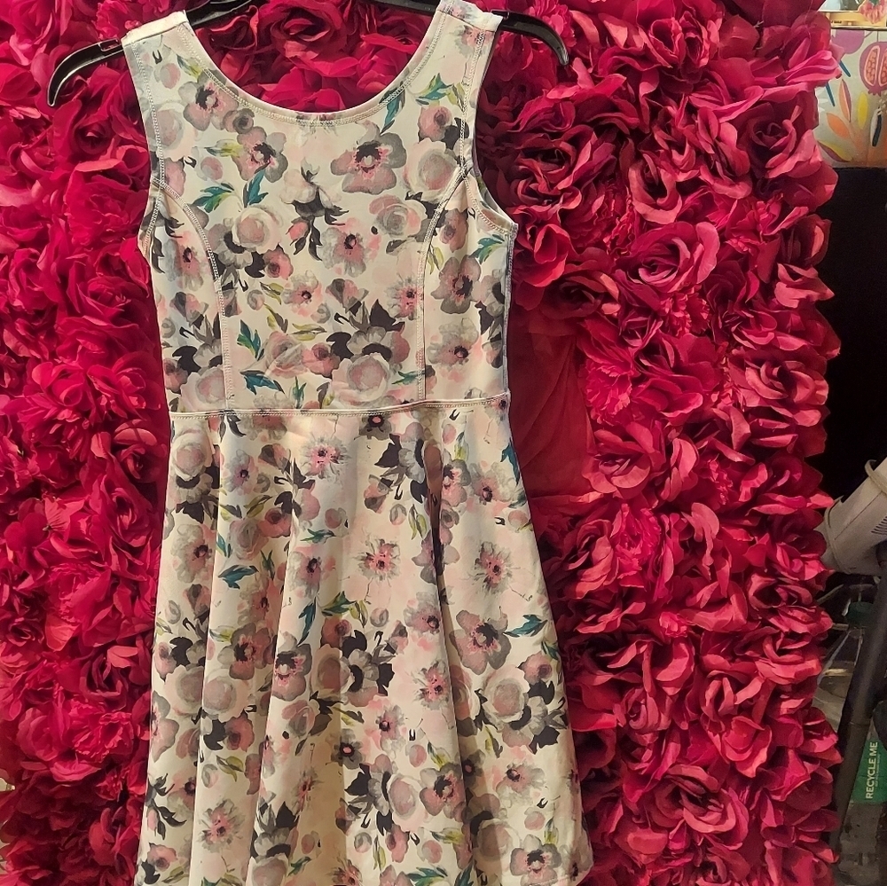 Children's Place 1989 Girls Size L 10/12 Floral Dress 94% Polyester 6% Spandex